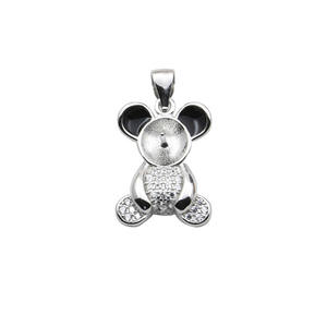 Pendentif en argent S925 en forme d'ours, accessoire animalier en perles, tendance, 8-9 cm, ornement suspendu, support vide, composants de bijoux - Product Image 5