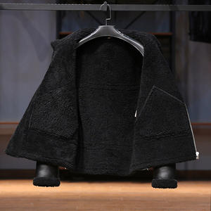 جاكيت رجالي كاجوال من الجلد الطبيعي مع ياقة مدمجة بالفرو وجيب كبير، جاكيت شيربا للرجال، جاكيت جلد مبطن بالفرو - Product Image 4