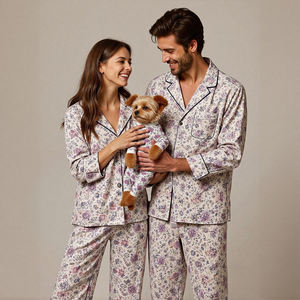 खुशी का कस्टम उच्च गुणवत्ता वाले लक्जरी कुत्ते पजामा के मालिक पजामा के आराम से कपास मिलान के मालिक पजामा ने अवकाश मॉडल परिवार के लाउंज सेट किए - Product Image 4