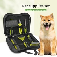 Kit de toilettage pour animaux de compagnie compact 8-en-1 de haute qualité, avec brosse à poils doux, ensemble de nettoyage quotidien, peigne à épiler, brosse de bain