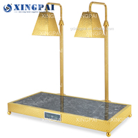 XINGPAI Hôtel Équipement Or Buffet Réchauffeur De Nourriture Lampe En Acier Inoxydable Infrarouge Double Tête Alimentaire Chaleur Lampe pour Hôtel Restauration
