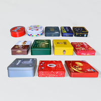 Emballage de boîte en étain en forme de rectangle à impression personnalisée Boîte à gâteau alimentaire Boîtes à gâteau en forme d'étain Conteneur en métal Noël