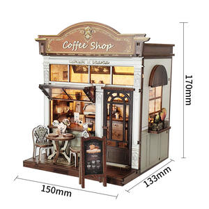 Kit de bricolage pour bibliothèque sur le thème d'un café et modèle <span class=keywords><strong>3D</strong></span> - Maison miniature créative faite à la main et modèle de maison de poupée <span class=keywords><strong>en</strong></span> bois, cadeau architectural - Product Image 4