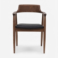 Chaise de salle à manger en frêne naturel, fauteuil en bois avec coussin en cuir, chaises en bois pour café et événements, pour ensemble de table à manger