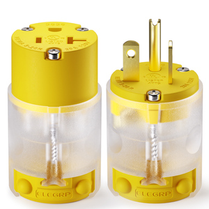 ELEGRP Lighted Straight Blade Electrical <strong>Plug</strong> and Connector Set 20 Amp 125 Volt Electrical <strong>Plug</strong> <strong>Replacement</strong> Cord Outlet - Product Image 1
