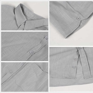 Áo Sơ Mi Nam Vải Lanh Trắng Guayabera Áo Cánh Cài Khuy Thường Ngày Áo Cổ Cuba Tay Ngắn Áo Hoạt Động Trang Trọng - Product Image 6