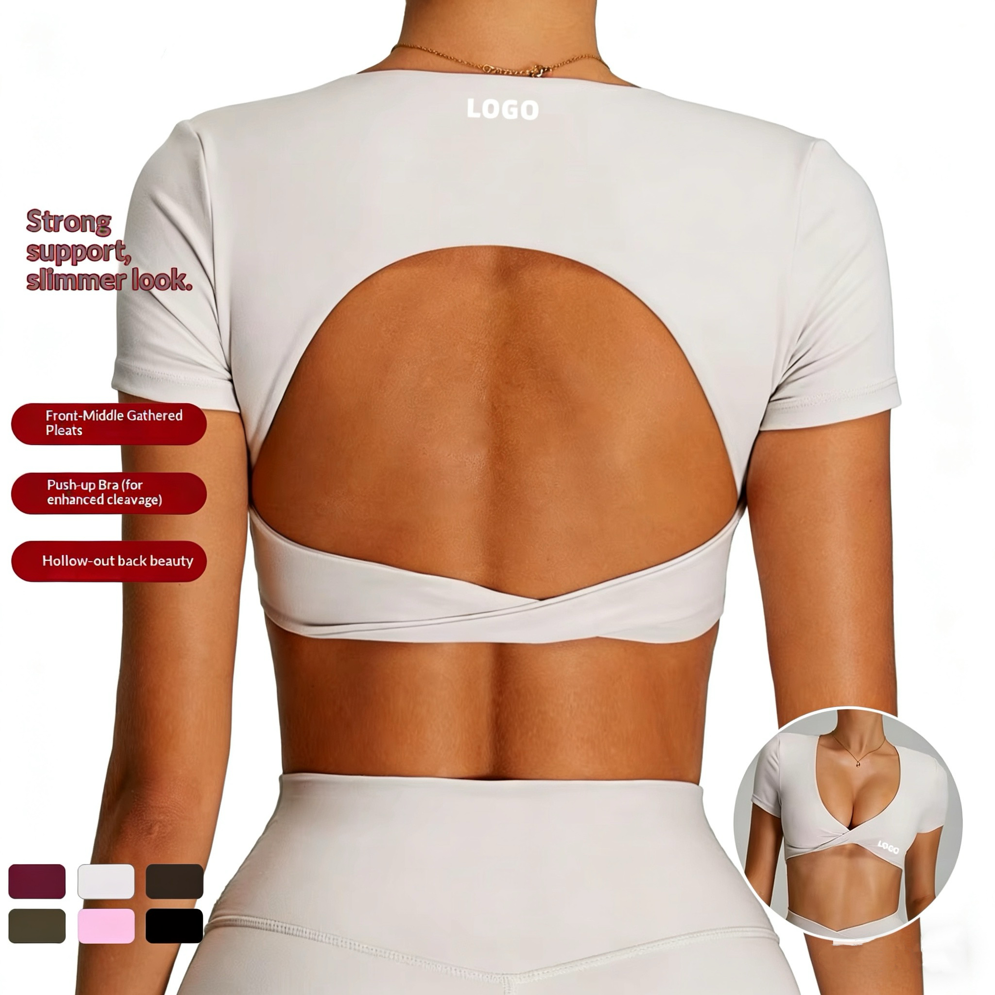 High Impact Shockproof Short Sleeve Yoga Crop Tops Women Athletic Yoga Shirts Workout Top