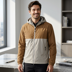 Blouson Bomber <span class=keywords><strong>Homme</strong></span> Vizzavona Pass II Streetwear en Nylon avec Fermeture Éclair Gris Sable à Capuche Imprimé Décoloré - Product Image 5