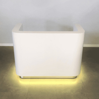 Bureau de luxe Long en marbre sous forme de l, à LED, bleu marine, pour Table d'hôte, comptoir de réception, pour Restaurant