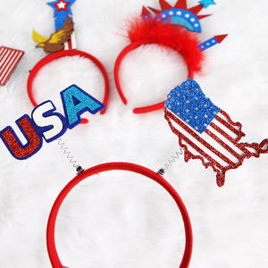 Diadema de estrella de cinco puntas con bandera americana, tocado de tela rojo, blanco y azul para decoraciones de fiesta del Día DE LA Independencia - Product Image 5