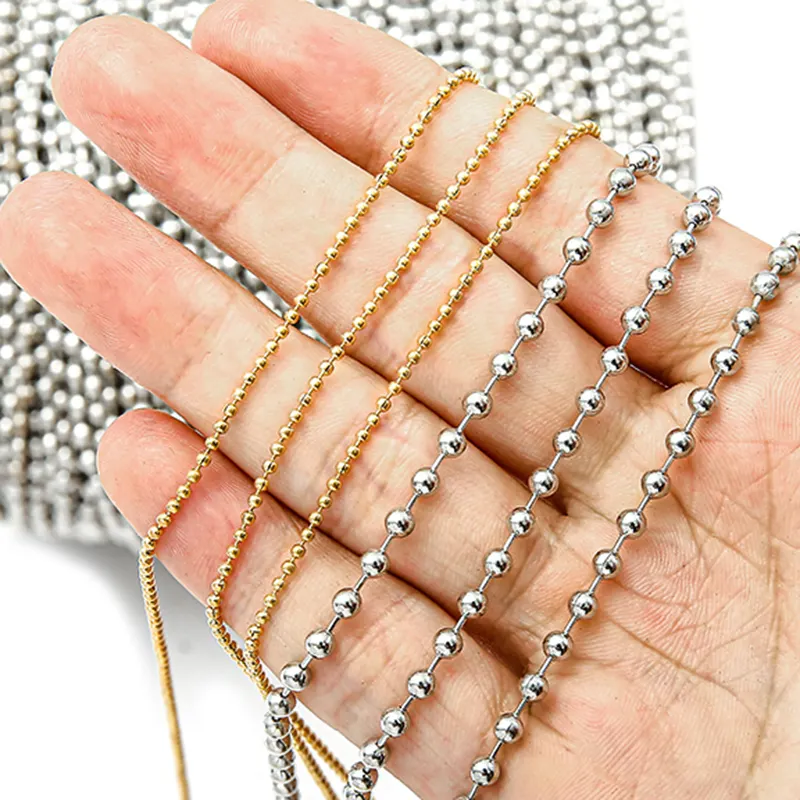 2m/bande/sac 1.5 2.4 3.5mm boule métallique perle chaîne résultats en vrac Kettingen collier chaîne pour la fabrication de bijoux bricolage accessoires Y3