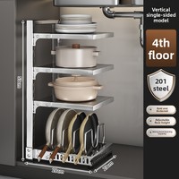 Étagère de rangement mobile multi-niveaux réglable en acier inoxydable 304 pour cuisine, type autoportant, pour casseroles, plan de travail ou sous évier