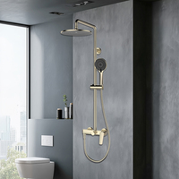 Système de douche mural en laiton massif OEM avec mitigeur apparent, pommeau de douche pluie et douchette à main