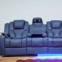 Moderno conjunto de sofá de cuero de 7 plazas para sala de estar con sillón reclinable