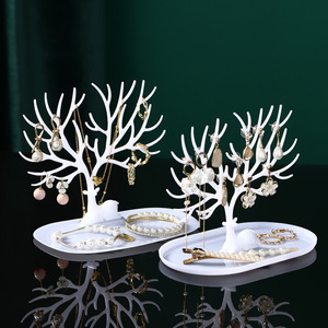 Bird Tree Jewelry Rack White Acrylic Earring Storage Ring Necklace Bracelet Display Stand Multifunctional Jewelry Organizer - Product Image 3