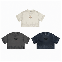 T-shirt court à manches courtes en coton 100% délavé à l'acide 305 g/m² avec logo personnalisé, vente en gros pour l'été