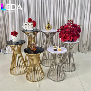 Table de bar ronde en verre de luxe LEDA au design moderne, acier inoxydable doré de haute qualité pour les mariages - Product Image 2