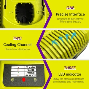 <span class=keywords><strong>Chargeur</strong></span> rapide double chimie P117 pour batteries <span class=keywords><strong>Ryobi</strong></span> 12V-18V Lithium NiCad NiMh, compatible avec <span class=keywords><strong>Ryobi</strong></span> 18-Volt <span class=keywords><strong>One</strong></span>+ P100 P108 P107 P190 - Product Image 2