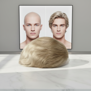 Tupé de Cabello Remy Indio de Alta Calidad para <span class=keywords><strong>Hombre</strong></span> con Base de Encaje y Ondas Naturales para Reemplazo Capilar - Product Image 1
