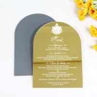 5X7 arco espejo dorado acrílico escritura restaurante menú tarjetas iniciales blancas boda cena menús