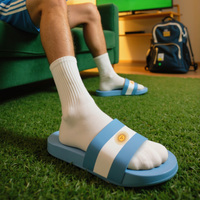 Chaussettes et Bottines Imprimées Antidérapantes Ultra Douces pour Supporters de l'Équipe Nationale d'Argentine R-S-A 2026 (Modèle Pantoufle)