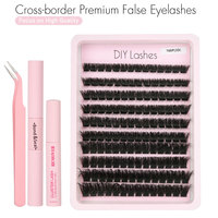 Lot de 160 faux cils 3D en grappe, kit DIY pour cils en grappe, volume naturel, bande fine