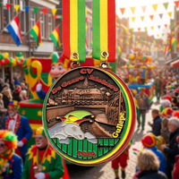 Médaille de Carnaval personnalisée sur mesure en alliage de zinc, émail en relief 3D, cuivre antique, mascotte âne, paysage de village, récompense de club