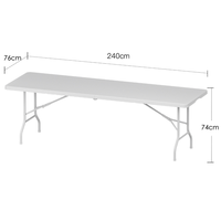 Table pliante portable en plastique blanc de 2.4m Table d'extérieur pliante rectangulaire blanche Bjflamingo