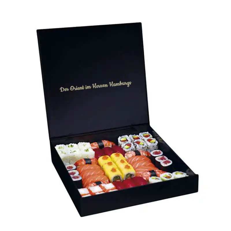 Scatole di carta con Logo personalizzato per imballaggi alimentari di lusso scatola di cibo da asporto per Sushi da asporto