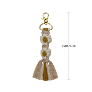 Boho macramè portachiavi e portachiavi in tessuto a mano con portachiavi in metallo peluche di <span class=keywords><strong>Macrame</strong></span> - Product Image 6