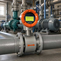 RUIJI Smart Electromagnetic Flow Meter +/-0.5% FS 0.5-10 m/s Flowmeter Cairan Berflens dengan Lapisan Karet untuk Slurry