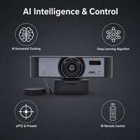 Caméra USB 3.0 4K UHD avec suivi humain par IA pour systèmes de visioconférence réseau/audio/vidéo, utilisation PC/ordinateur portable, microphone intégré