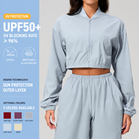 Veste de yoga pour femme, veste courte zippée, protection solaire, légère, pour le sport en plein air, la gym, la remise en forme, coupe-vent, logo personnalisé
