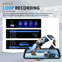 Podofo 9.66'' IPS Écran Tactile 1080P Double Objectif Caméra de Tableau de Bord Rétroviseur avec Assistance à la Marche Arrière Enregistrement en Boucle OEM ODM Usine