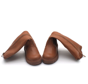 Bottes longues vintage pour enfants, très vendues en hiver, couleur unie, cuir PU, fermeture éclair latérale, bottes plates pour filles - Product Image 4