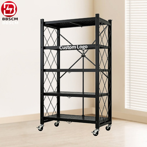 Étagère à livres sur pied personnalisée, en métal noir avec revêtement en poudre, pour <span class=keywords><strong>la</strong></span> maison, <span class=keywords><strong>la</strong></span> <span class=keywords><strong>cuisine</strong></span>, 5 niveaux, pliable, étagères de rangement - Product Image 5