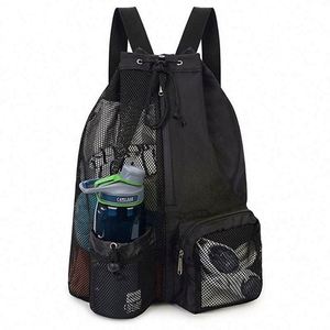 Portable Travel Gym Swimming Pool Bag Fashion Lightweight Mesh <b>Drawstring</b> Sport <b>Backpack</b> - Product Image 3
