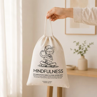 Sac en filet promotionnel avec cordon de serrage, logo personnalisé imprimé, pochette d'emballage en coton biologique pour savon et cosmétiques