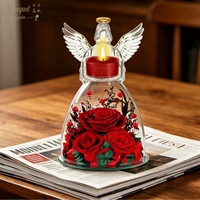 Fournisseur d'usine : Grandes fleurs préservées sous dôme en verre, design angélique, rose éternelle, idéal pour la fête des Mères, la remise des diplômes, les mariages et la décoration intérieure.