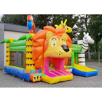 Direct usine Lion Combo château gonflable et toboggan, Maison gonflable, Château gonflable avec toboggan sec