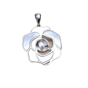 Ensemble de bijoux fantaisie 5393 - Argent 925, motif coquillage et fleur, avec 5-6 éléments pour boucles d'oreilles, perles DIY, pendentifs vides 9-11 mm et pendentifs rose, accessoires - Product Image 5