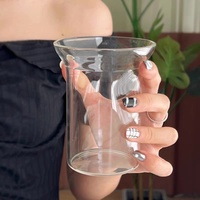 Tasse simple à bec verseur, en verre borosilicate léger et résistant à la chaleur, idéale pour l'Americano glacé, le latte et le lait