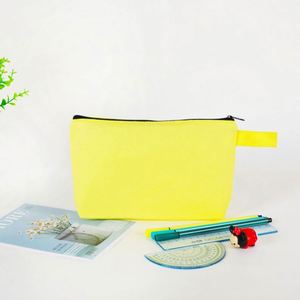 Sac à crayons en toile couleur unie, sac de maquillage à fermeture éclair, sac de rangement pour papeterie, vente en gros avec logo - Product Image 2