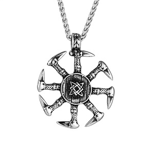 Vintage Viking Style Men's Stainless Steel <b>Cross</b> Pendant Necklace 60cm Fashionable Geometric Design - Product Image 5