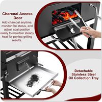 Barbecue au charbon de bois portable pour jardin, grand fumoir avec table latérale pliable