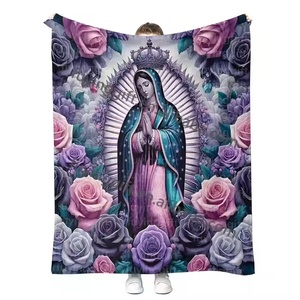 Tùy Chỉnh Trinh Nữ Maria Chăn Christian Kinh Thánh Câu Cầu Nguyện Chữa Bệnh Ném Công Giáo In Sang Trọng Mờ <span class=keywords><strong>Flannel</strong></span> Lông Cừu Chăn - Product Image 4