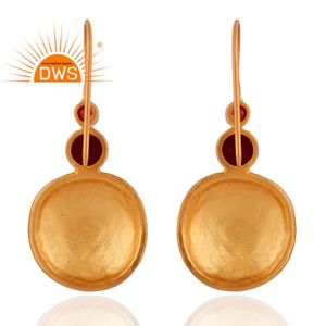 Ruby and Aventurine Gemstone Earrings Fashion Jewelry Wholesale Handmade 18k Gold Plated Brass Hook Earrings - Product Image 3