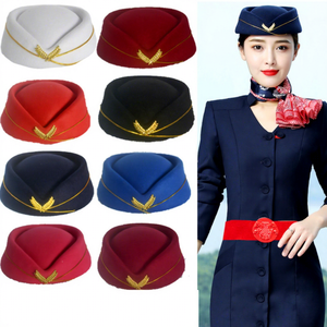 Béret français sexy pour uniforme formel, idéal pour hôtesse de l'air, fête d'Halloween, chapeau de jeu de rôle, 100 % polyester avec broderie 3D - Product Image 2