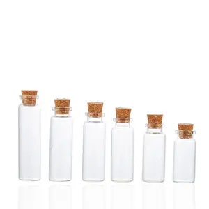 Small Clear 5ml 6ml 7ml 8ml 10ml 15ml Sample test Tube glass vials With wooden Cork stopper jars wishing bottle Glass Container
