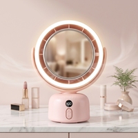 Ventilateur de bureau oscillant portable, silencieux, avec lumière de maquillage LED rechargeable par USB, 5 niveaux de luminosité réglables, personnalisable en usine